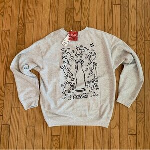 Uniqlo / Keith Haring Light Gray Graphic Crewneck Sweater Coca-Cola NWT